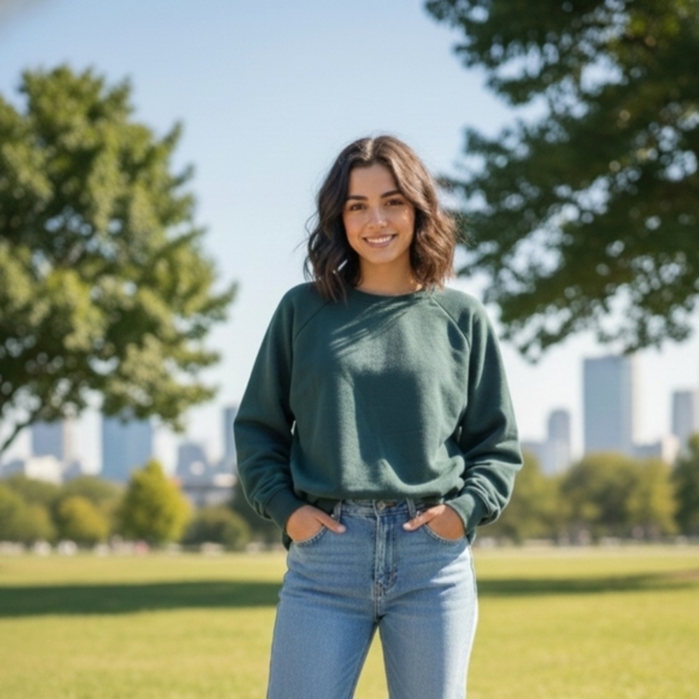 GAP Women's Crewneck Sweatshirt Green Size Small